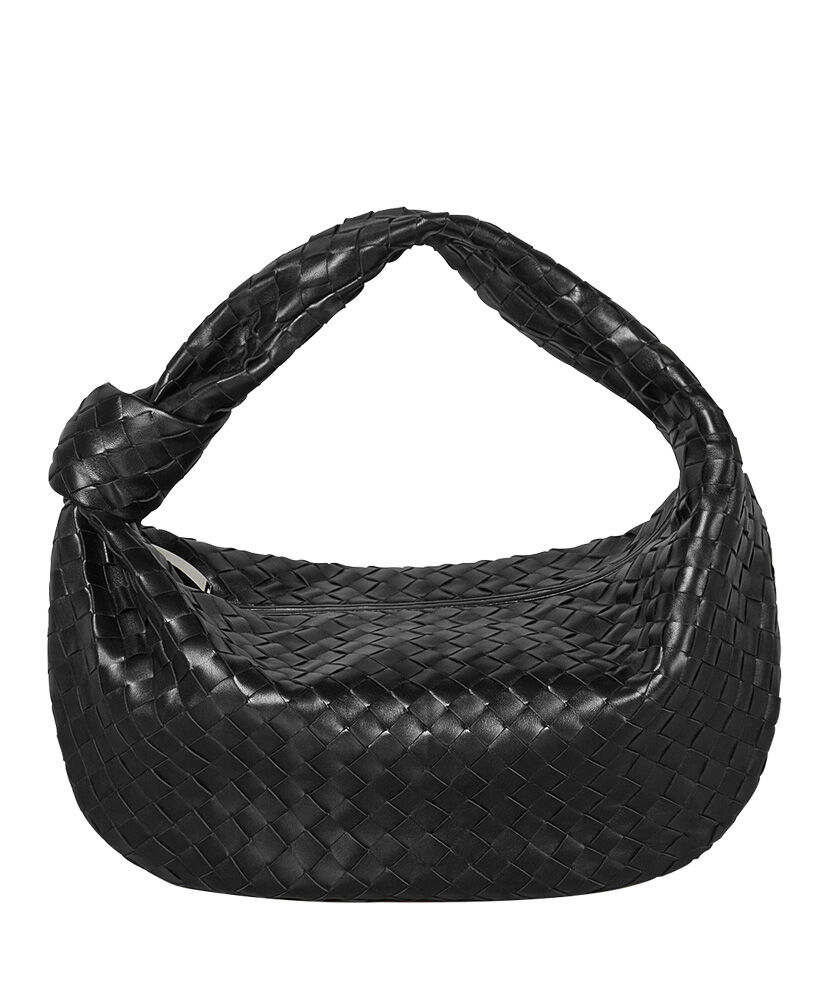 Bottega Veneta Rounded Hobo Bag In Intrecciato Nappa Black